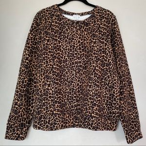 J. Crew Animal Leopard Print Cotton Sweater Size M